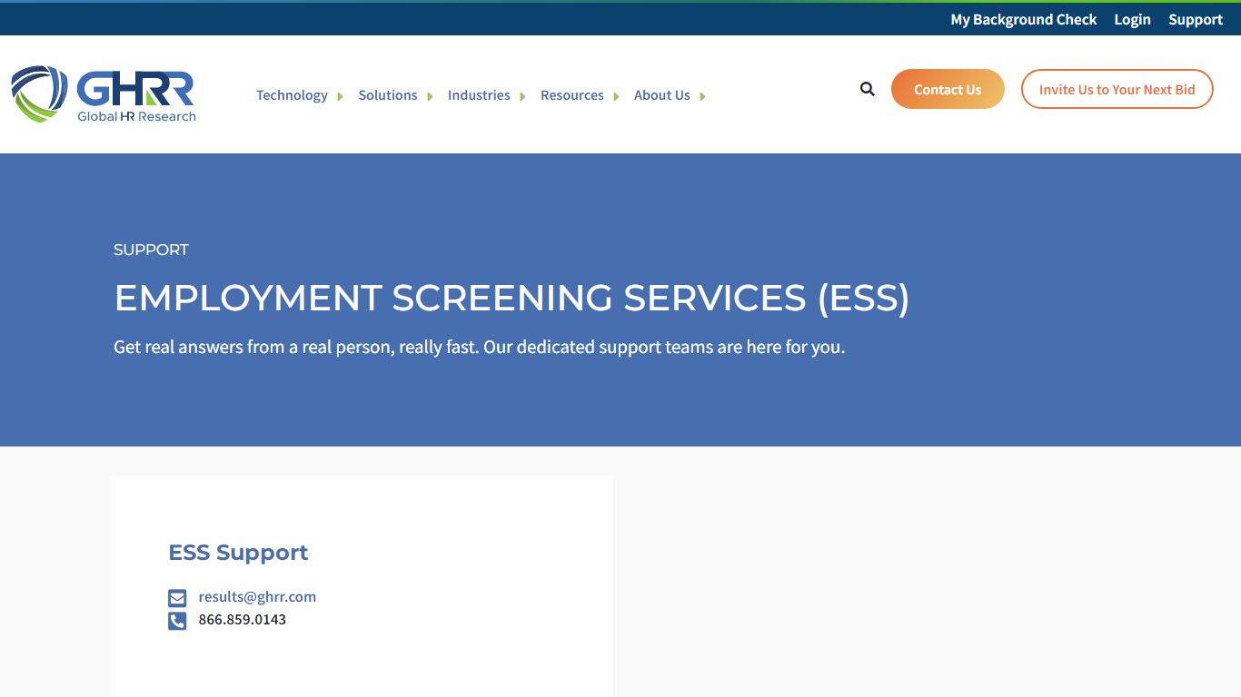 Employment Screening Services (ESS) | GHRR